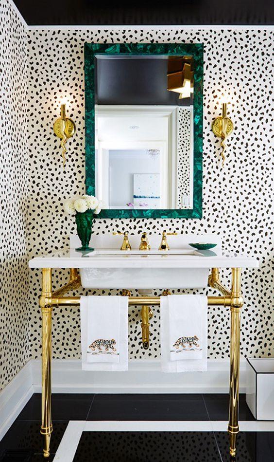 bold leopard powder room