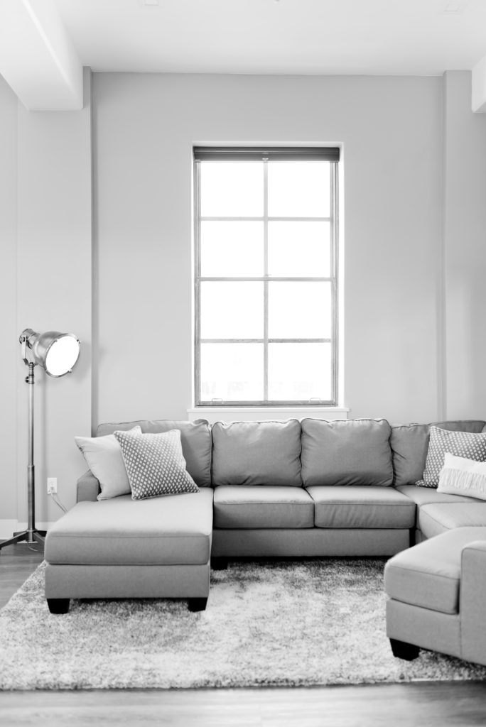 trendy gray living room